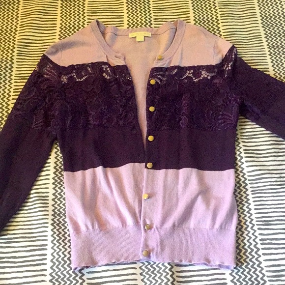 New York & Co purple 3/4 sleeve cardigan - Picture 2 of 8